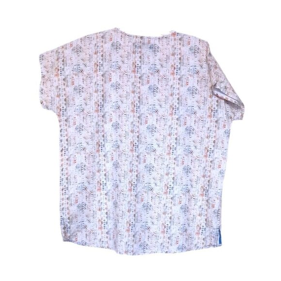 Carbon 2 Cobalt Southwestern Top XL Linen Cotton Short Sleeves Watercolor Resort - Picture 9 of 10